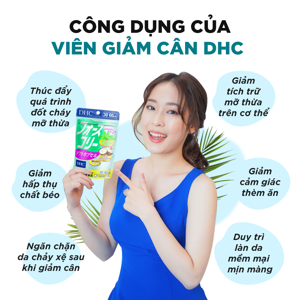 Viên uống dầu dừa hỗ trợ giảm cân DHC Forskohlii Soft Capsule 30 ngày
